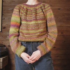 Vintage Hand Knit Handmade Acrylic Autumn Sweater